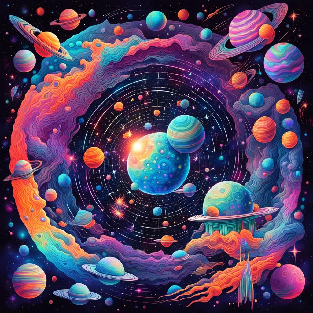 Trippy Holographic Space Illustration in 8K Resolution