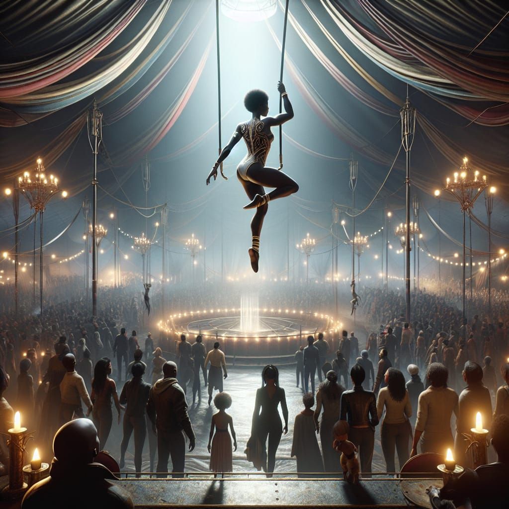 Trapeze Artist Mid-Flight: Fantasy Concept Art