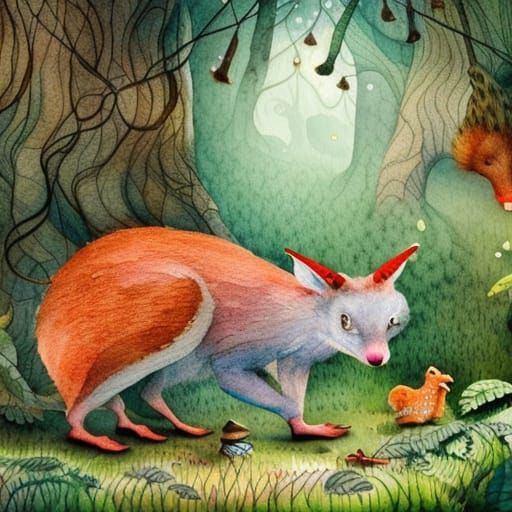 Whimsical Woodland Creatures in Watercolour Illustration