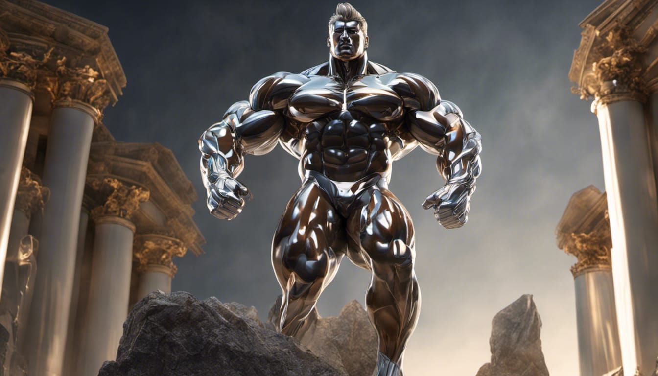 Glass Bodybuilder Flexing with Massive Muscles