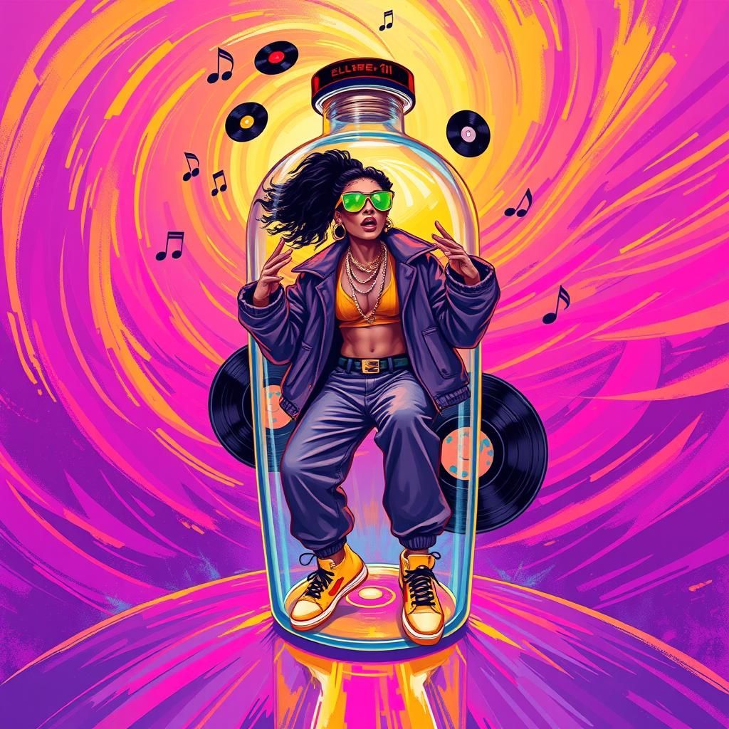 Hip Hop Energy in a Bottle: Futuristic Illustration
