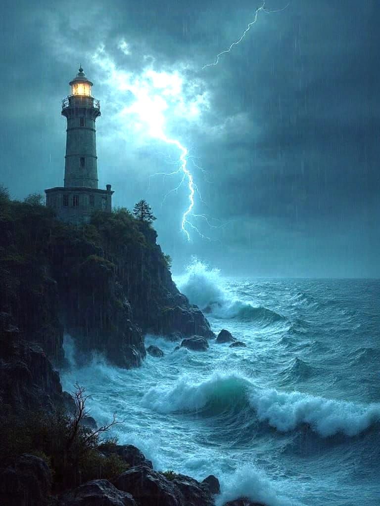 Turmoil on the Ominous Sea in Impasto Style