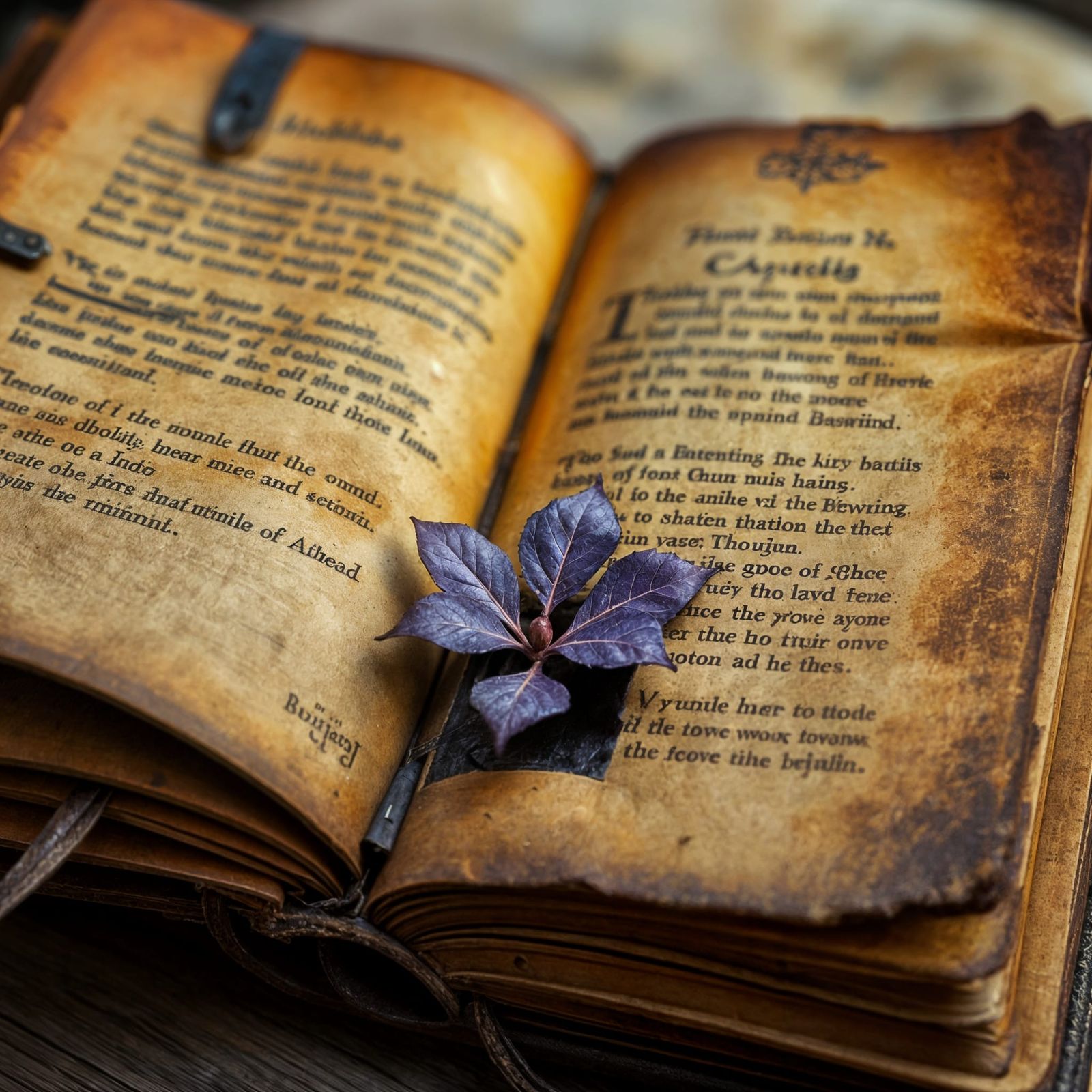 Arcane Book with Growing Leaf, Fantasy Art Style