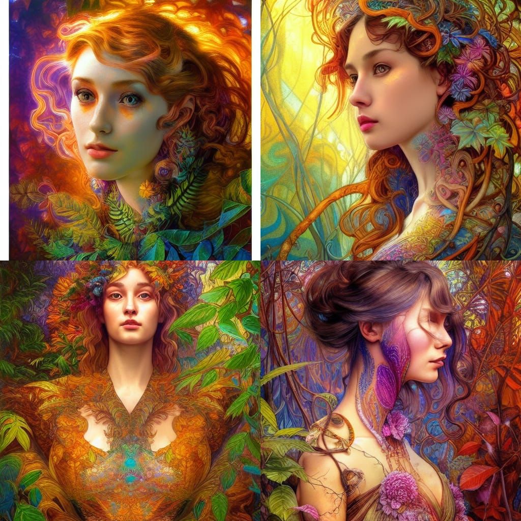 Psychedelic Fractal Portrait in Fantasy Style