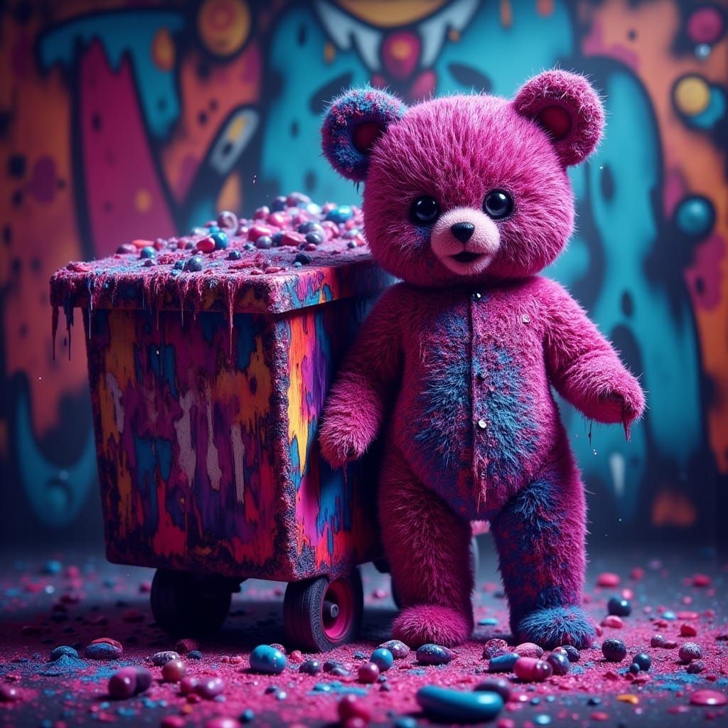 Glitter Baby Bear Graffiti Pop Art