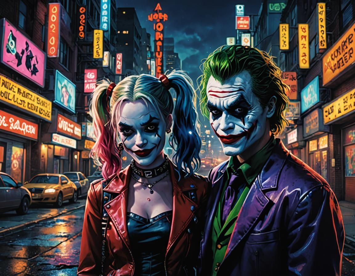 Joker and Harley Quinn in Neon City