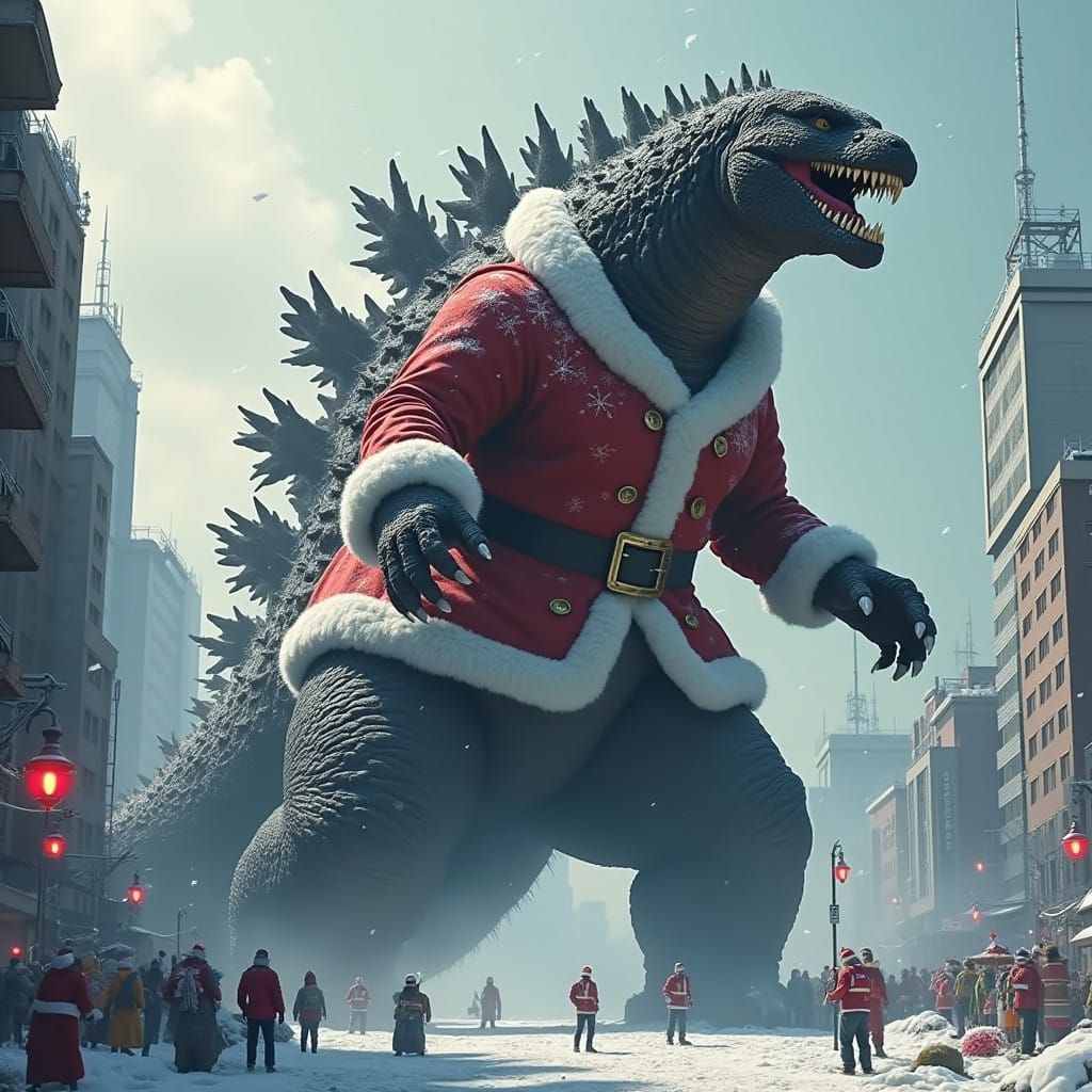 Godzilla Santa Emerges in Tokyo Holiday Spectacle