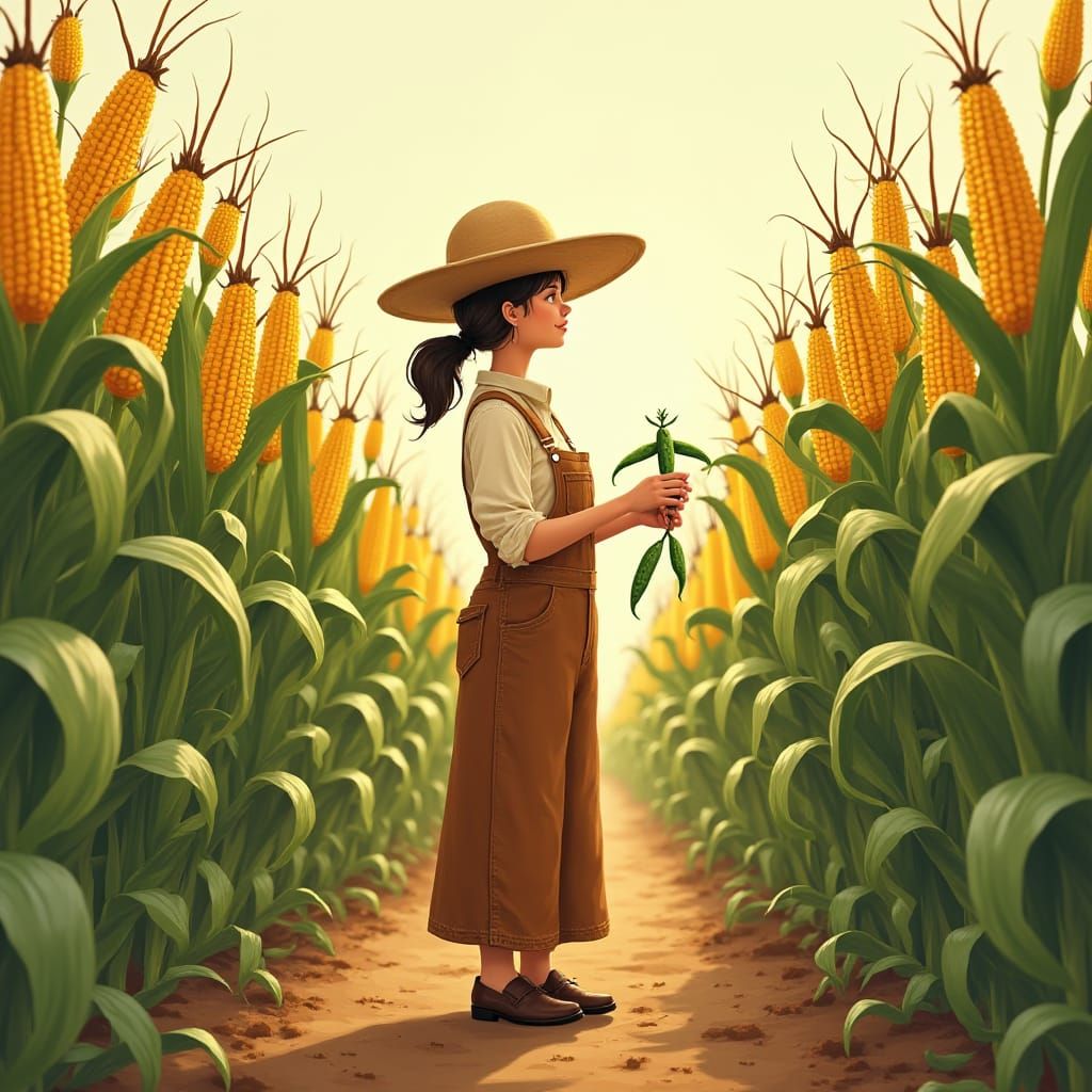 Woman Farmer Harvesting Crops in Sun-Drenched Field