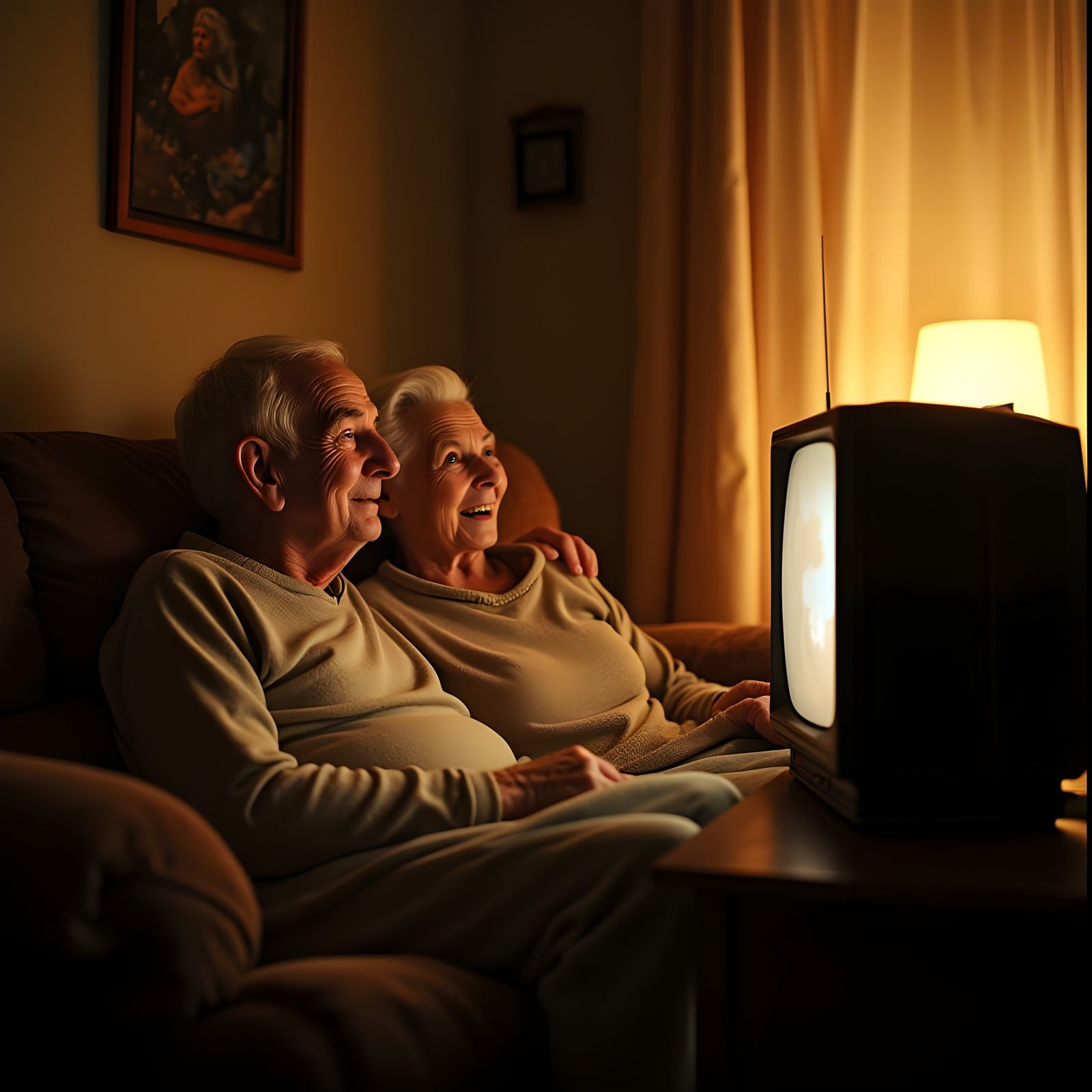 Elderly Couple Basks in Cinematic TV Moment