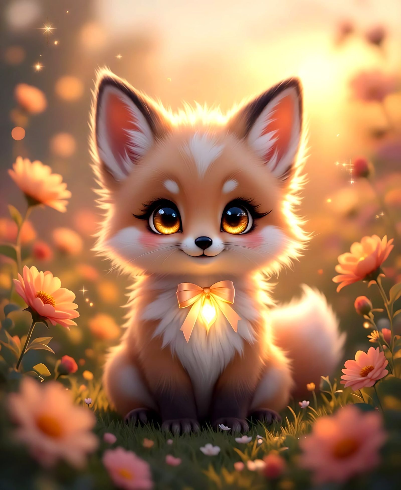 Cute Fantasy Creature in Enchanted Garden