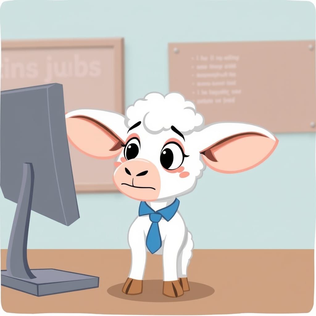Cartoon Lamb's First Job Interview
