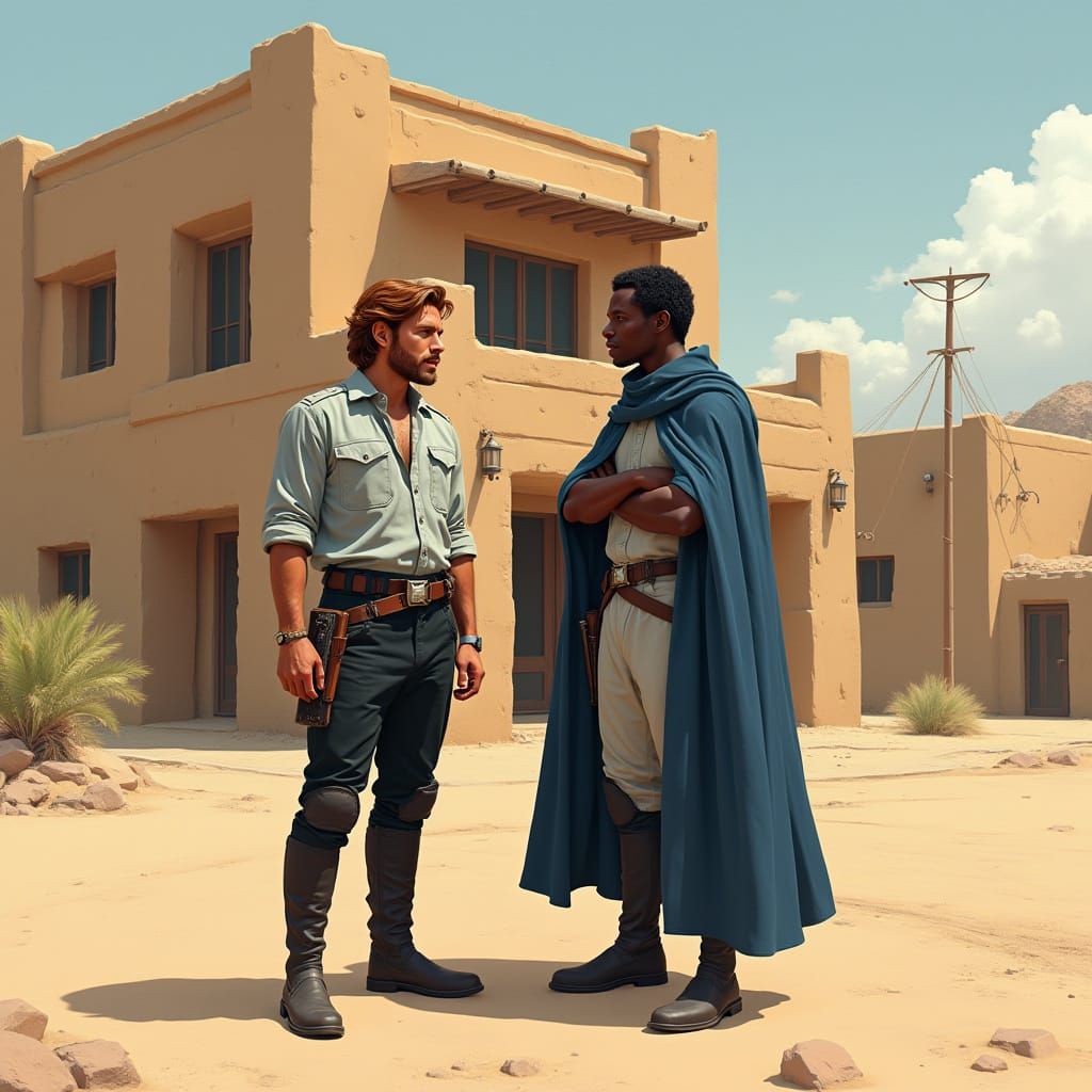 A Dystopian Duo Converse in the Desert