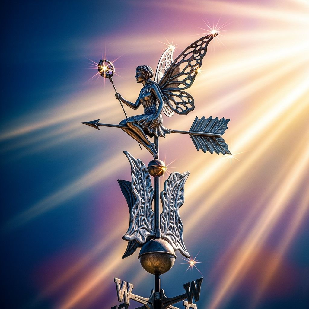 Metal Fairy on Weathervane in Hyperrealistic Style