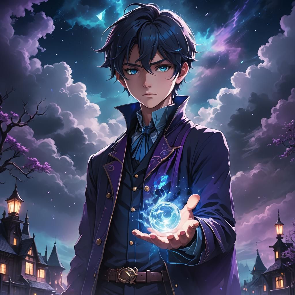 Young Magician with Blue Aura, 3D Anime Art