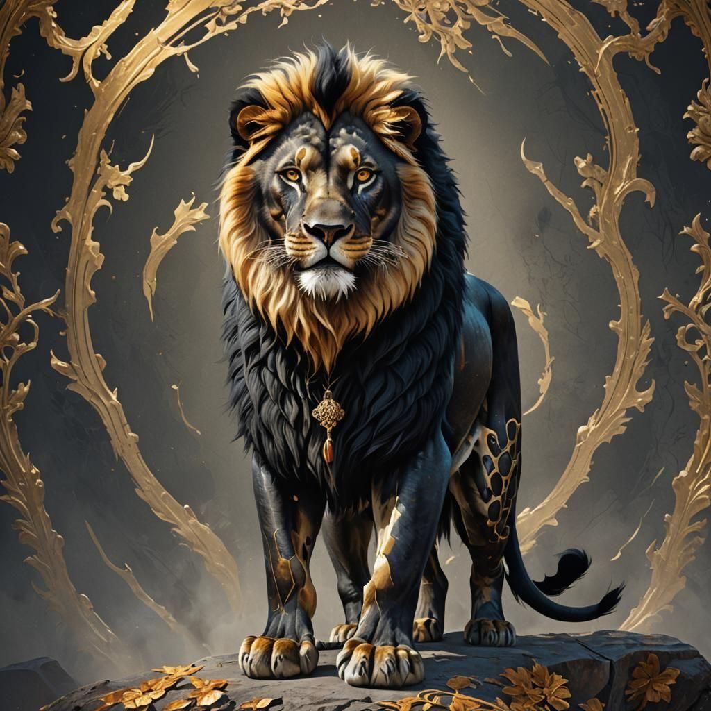 Regal Lion in Hyperrealistic Digital Art