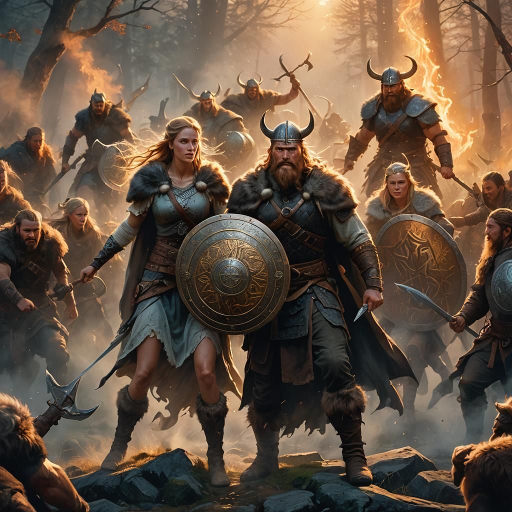 Viking Shield Defense in Ethereal Nordic Fantasy