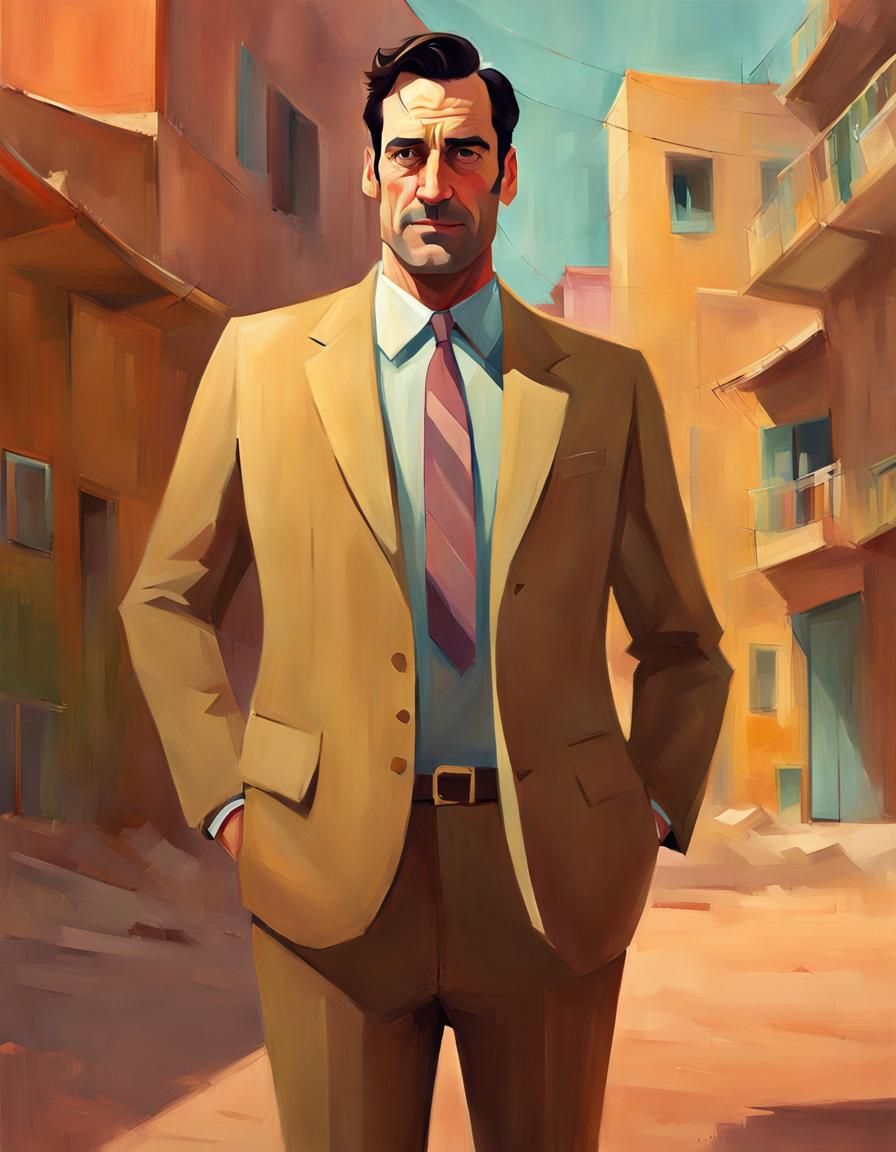 Portrait in Goro Fujita Style of Jon Hamm