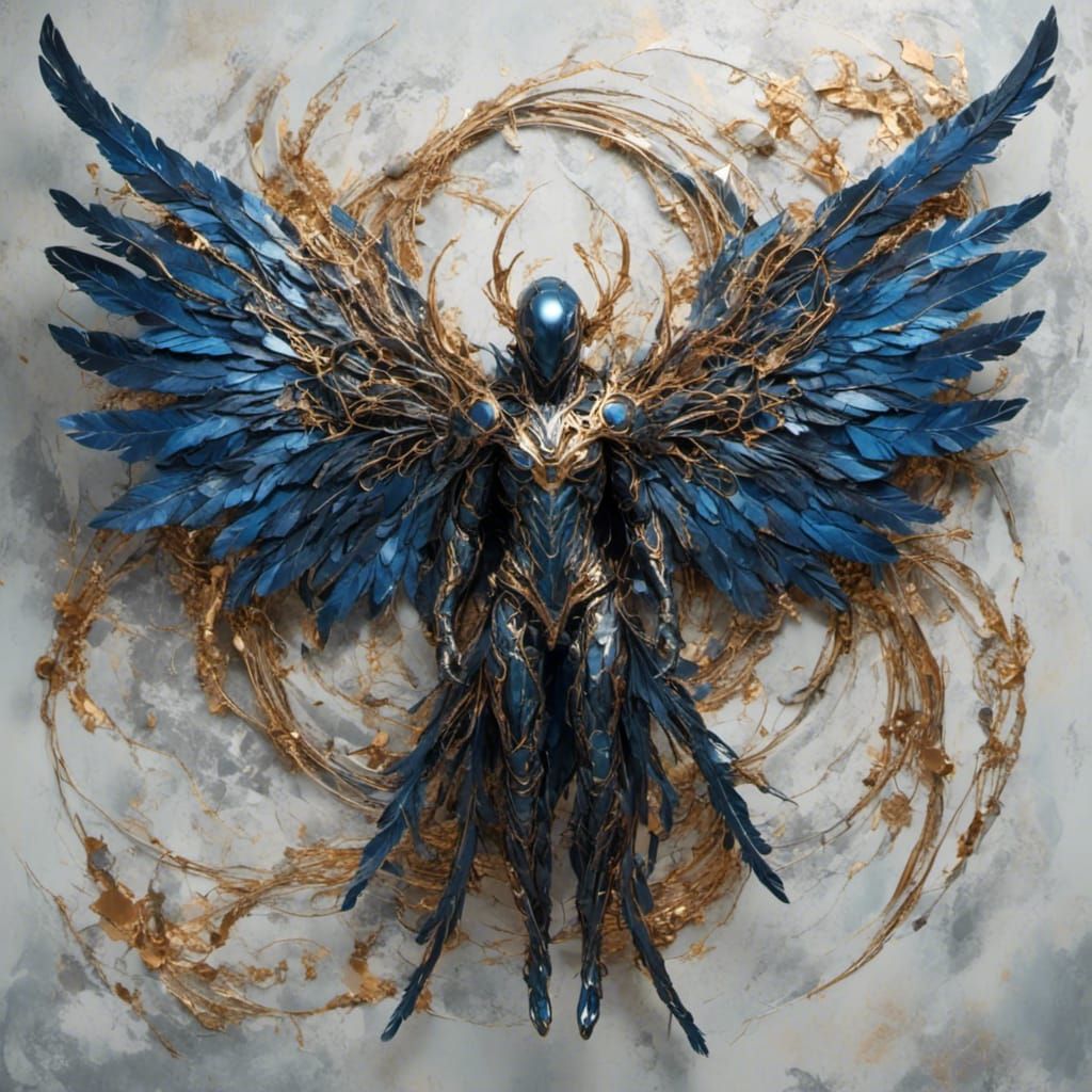 Feathery Wings Model with Sapphire and Onyx