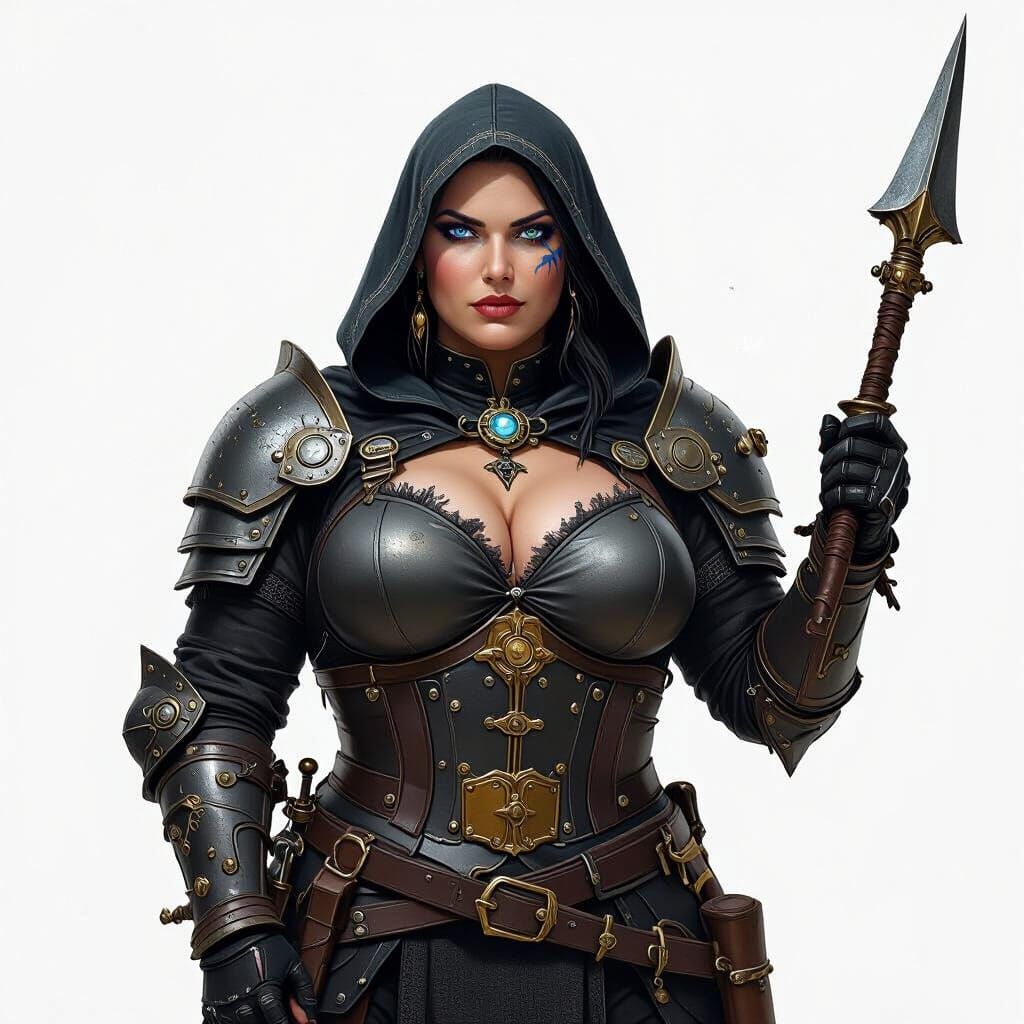 Powerful Steampunk Warrior Woman and Panther