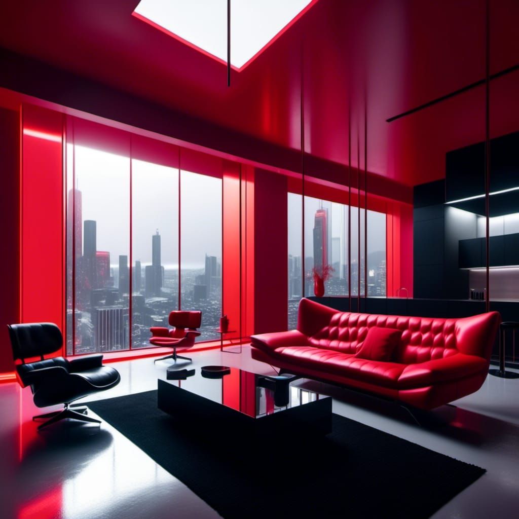 Mirror's Edge Architecture with Red Lighting