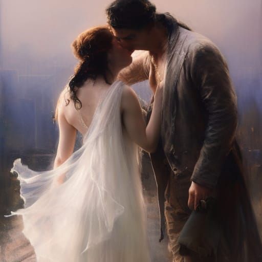 Ghost Lovers Embrace in Dramatic Matte Painting