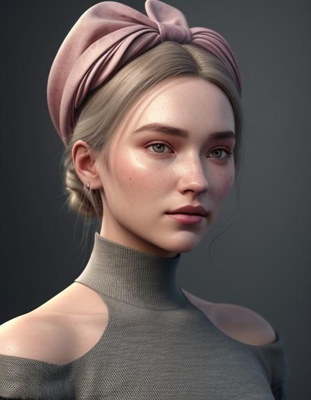 Elegant Woman in Gray: A Matte Painting Portrait