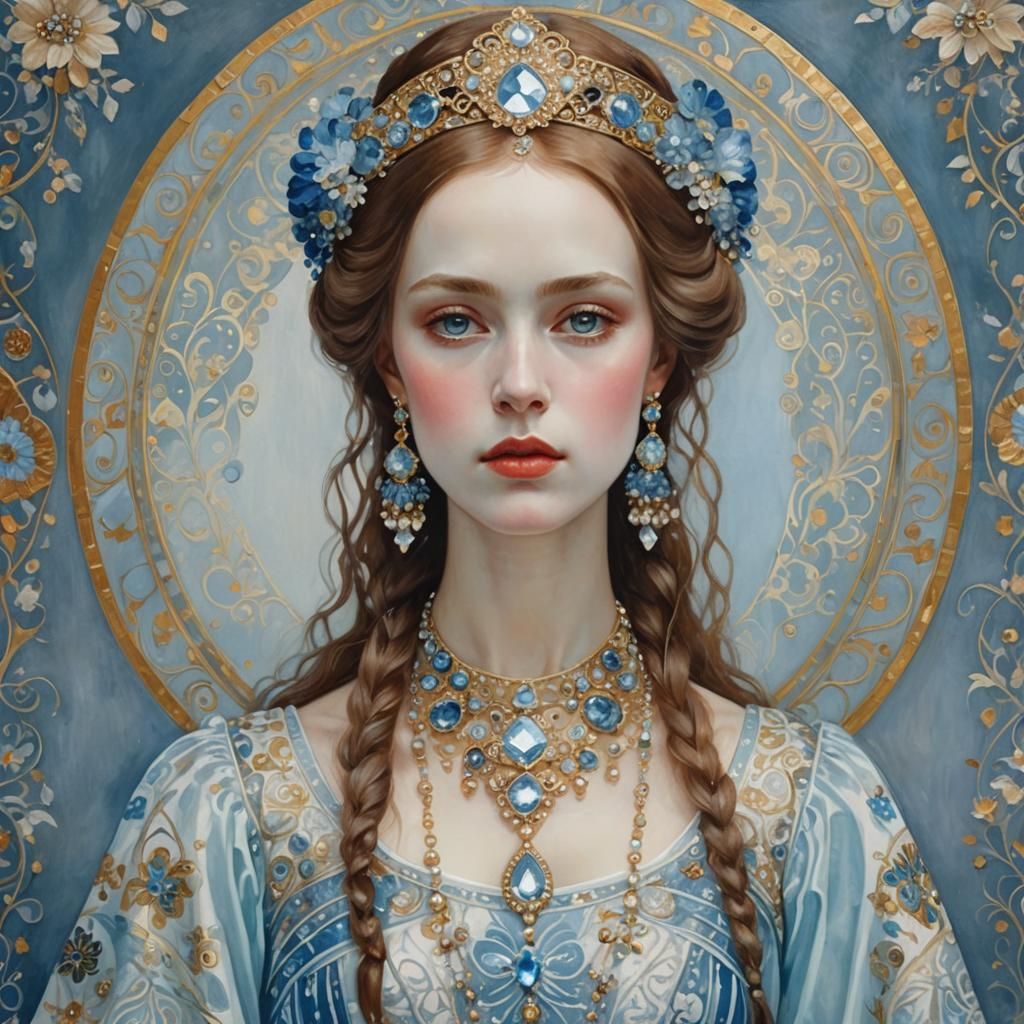 Russian Princess Portrait in Klimt-Inspired Style