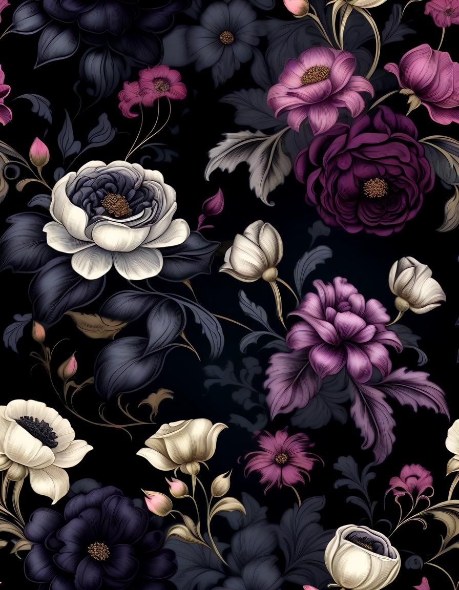 Gothic Pattern Dark Floral