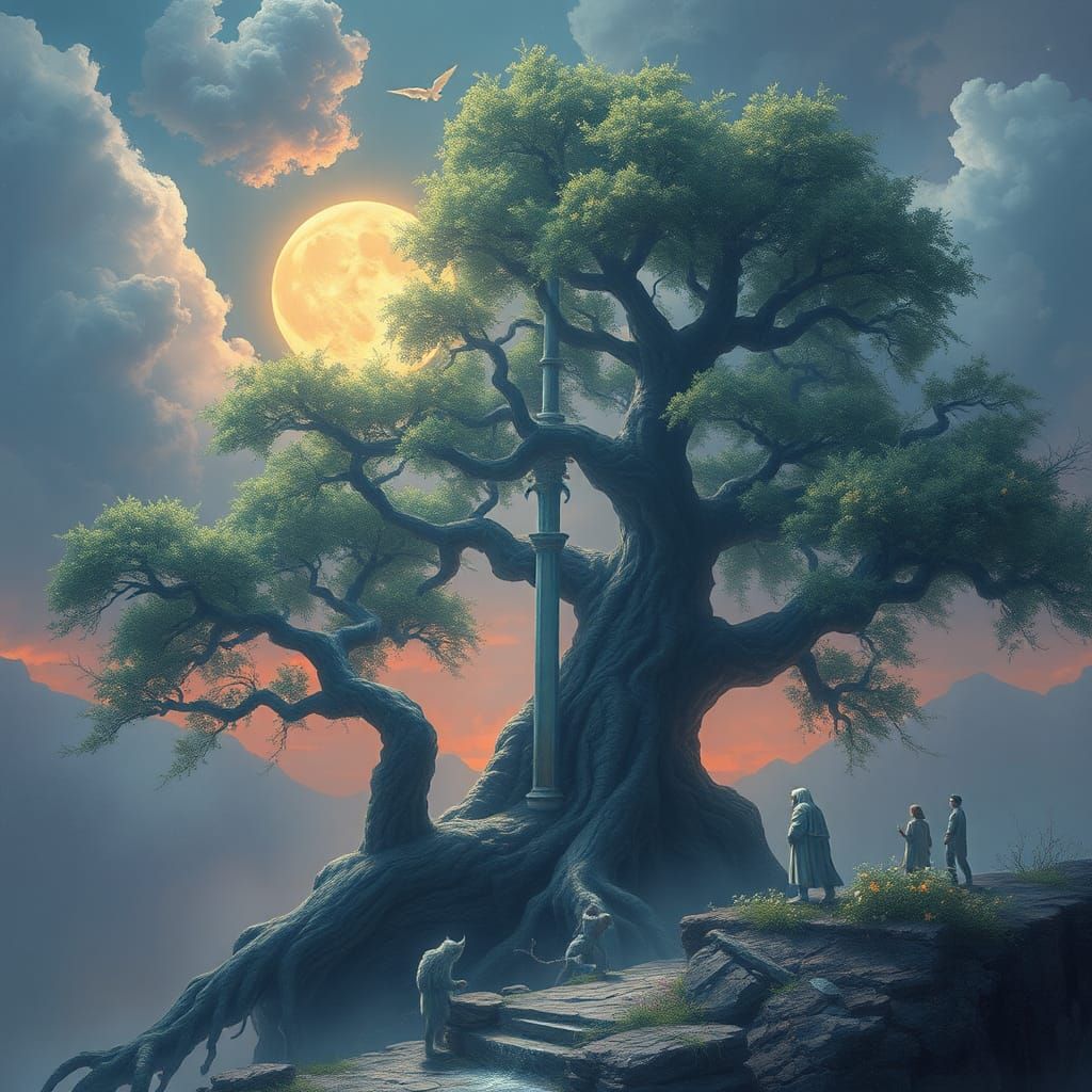 Mystical Tree of Time: Detailed Matte Painting