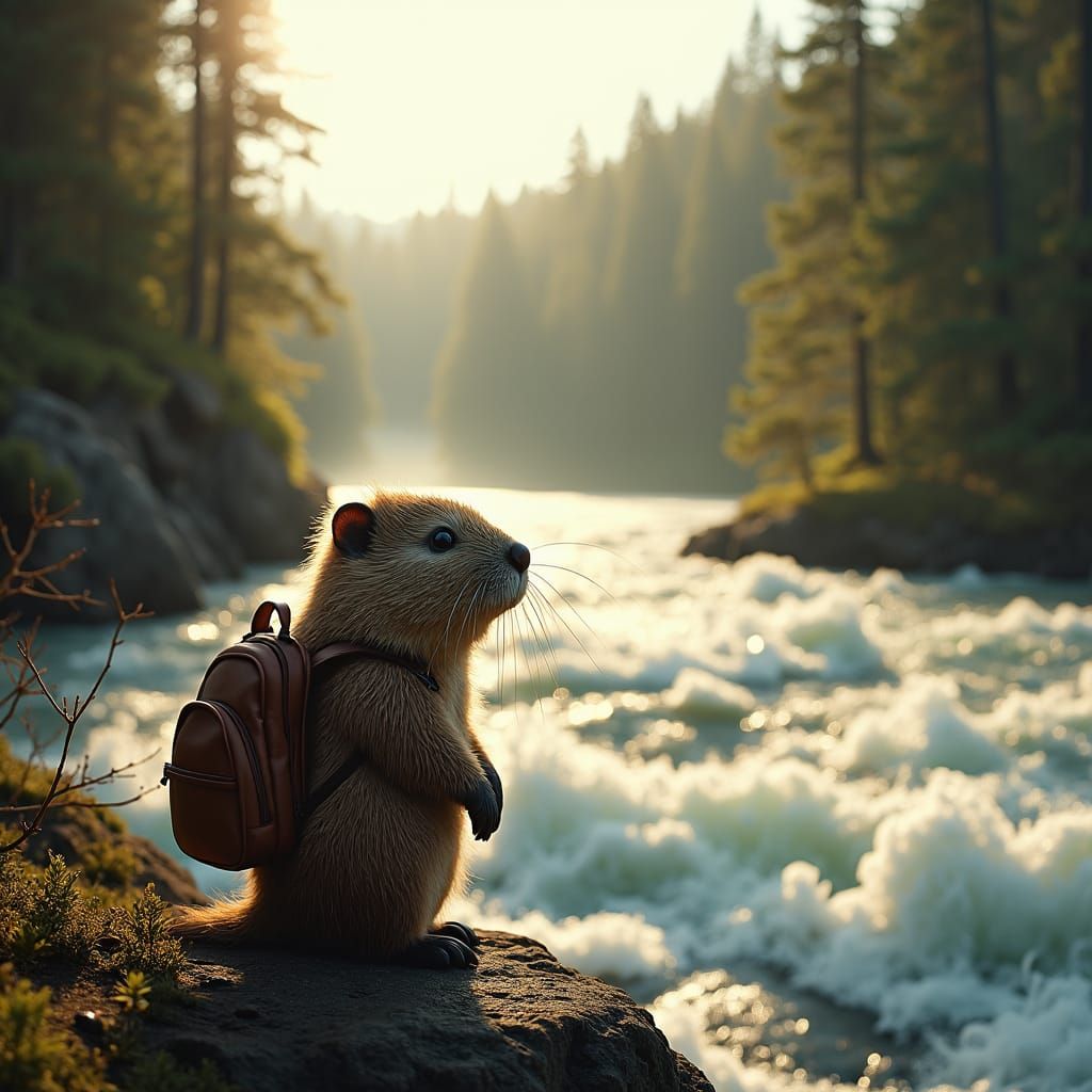 Adorable Beaver's Dutch Adventure in Cinematic Style