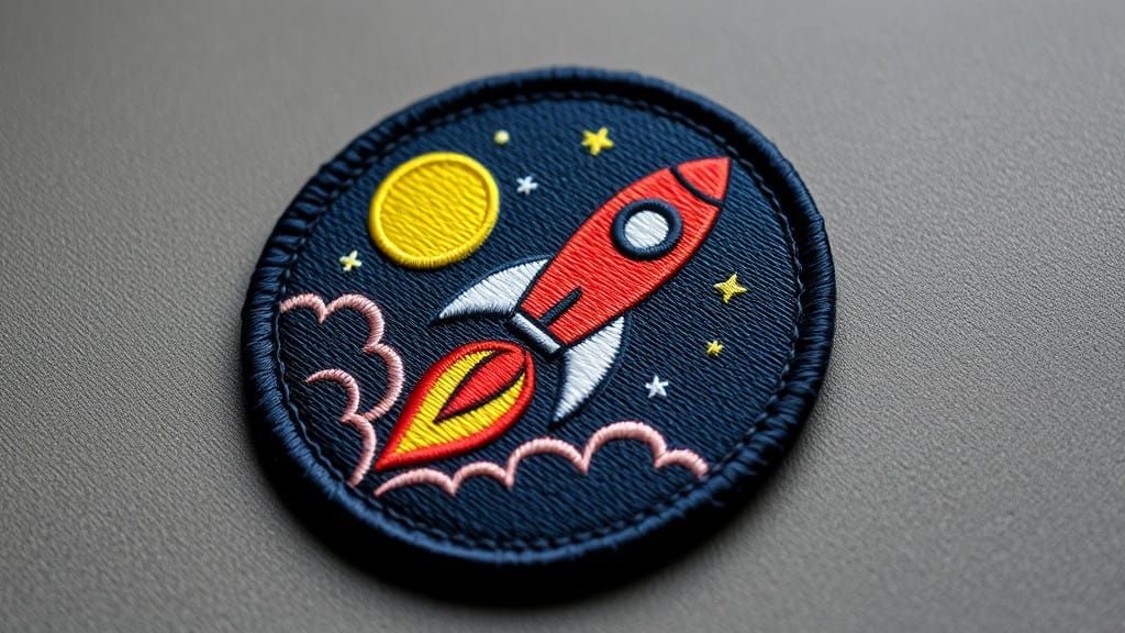 Space Explorer Patch Featuring a Detailed Rocket