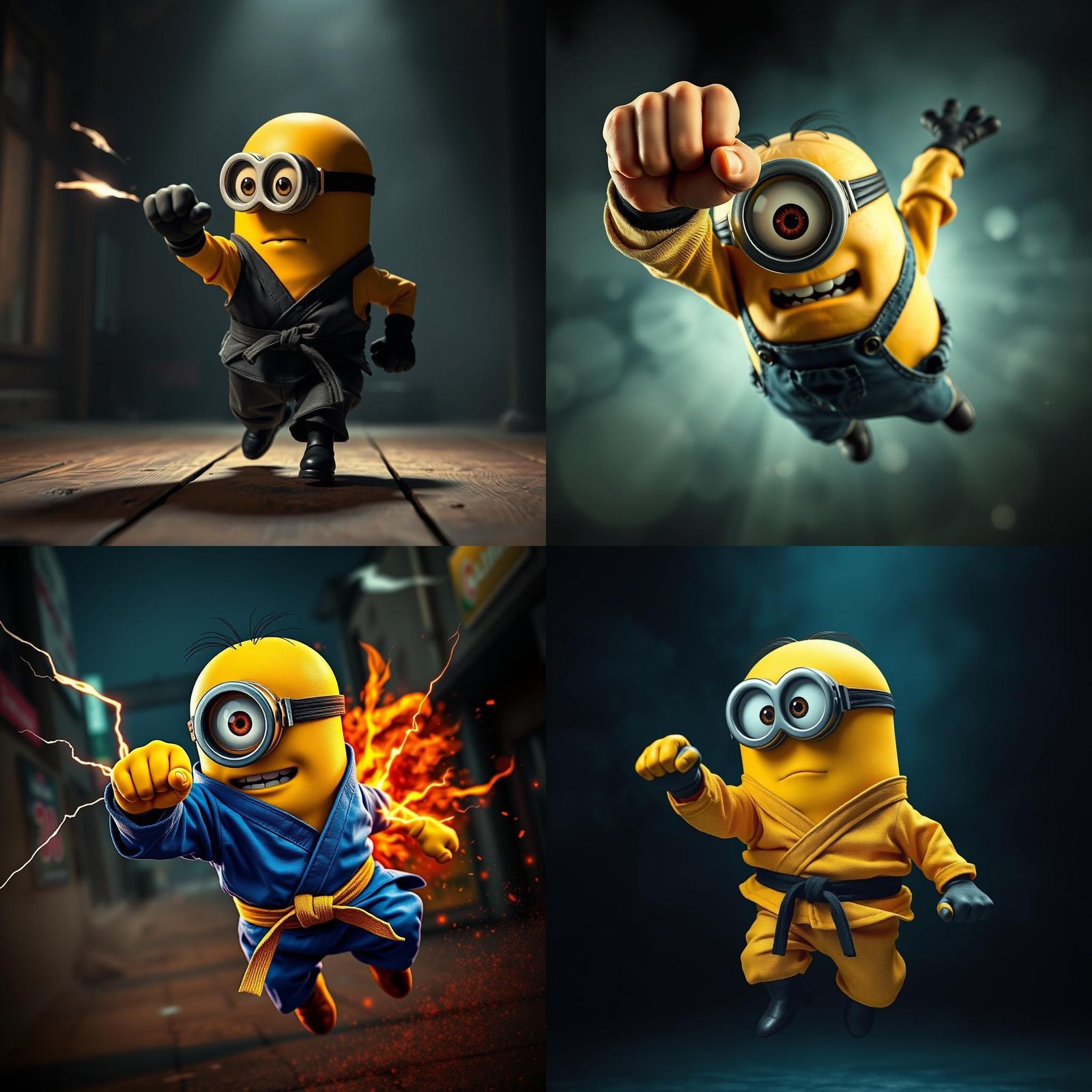 Hyperrealistic One-Eyed Minion Karate Punch in HDR