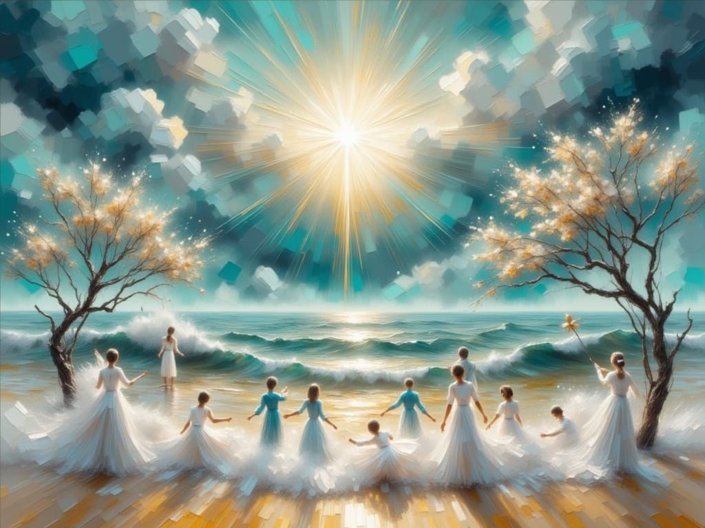 Lightworkers Shine in Vibrant Gouache Masterpiece