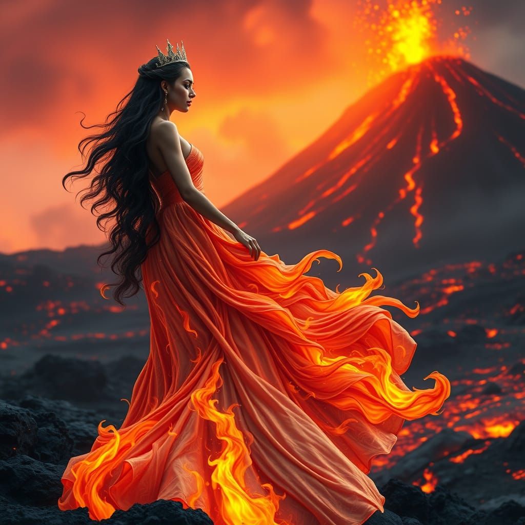 Fiery Princess in a Volcanic Realm