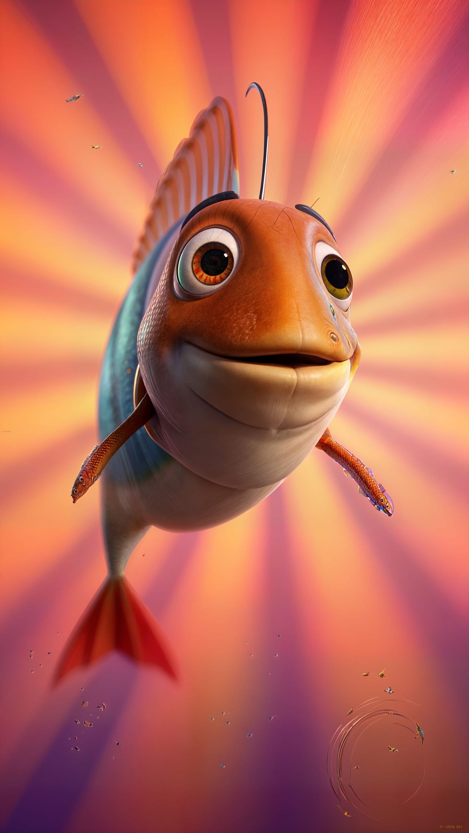 Poisson d'avril, Pixar, Disney, concept art, 3d digital art, Maya 3D, ZBrush Central 3D shading, bright colored backgrou...