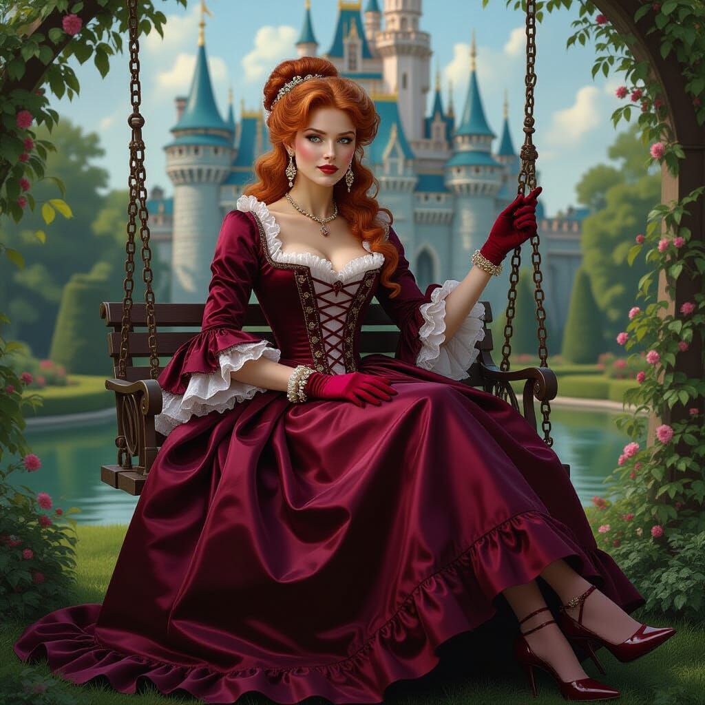 Elegant Woman in 18th Century Dress, Realistic Style