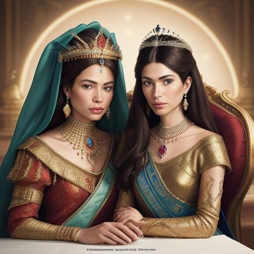 Opulent Portrait of a Queen and Princess