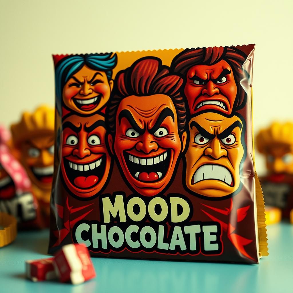 Expressive Candy Packaging in Retro Cinematic Style