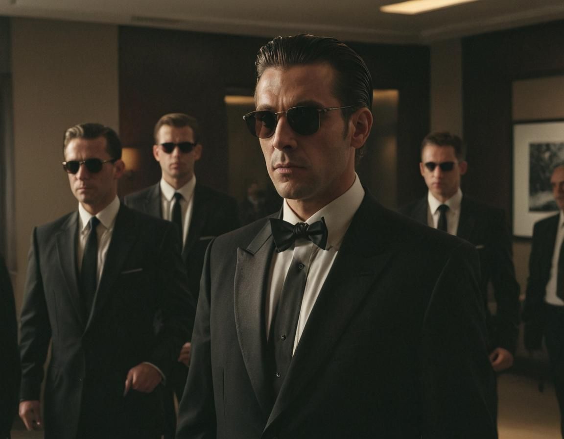 Dramatic Film Noir: Businessman and Security Team