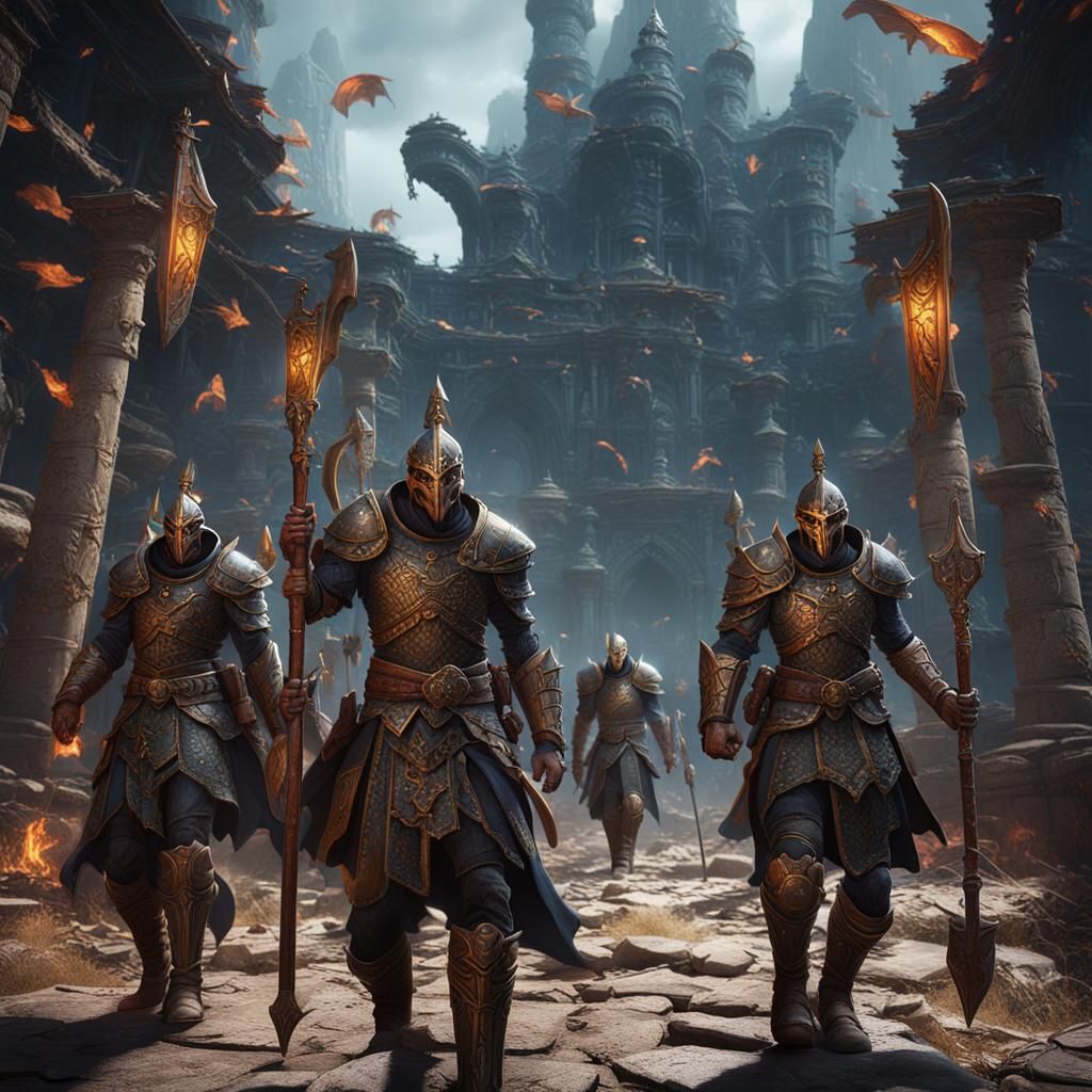 Fantastical Warriors in Detailed Matte Painting