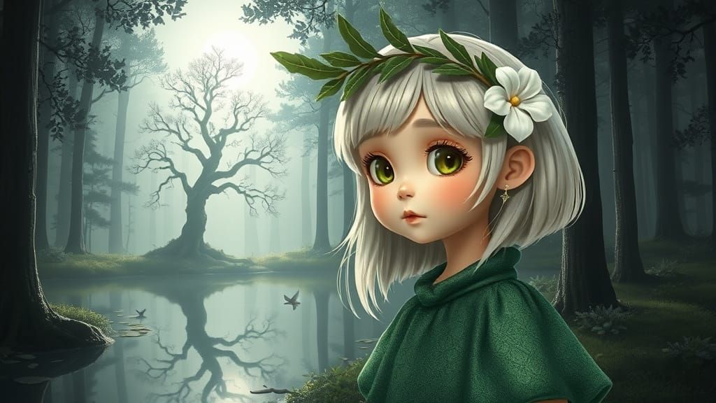 Ethereal Moonlit Scene in Digital Fantasy Landscape