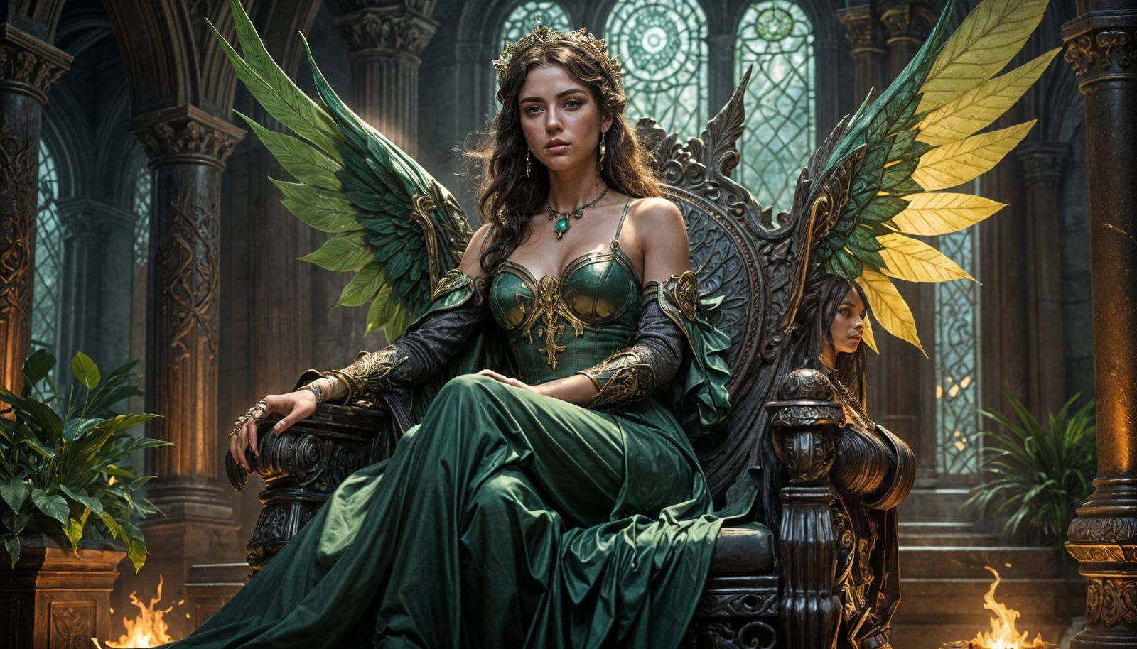 Dark Fantasy Queen on Stone Throne