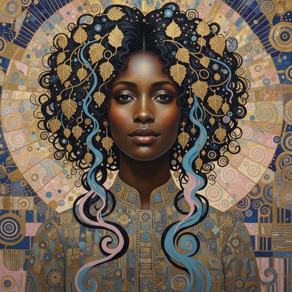 Beautiful Woman with Ornate Hair in Dreamy Atmosphere