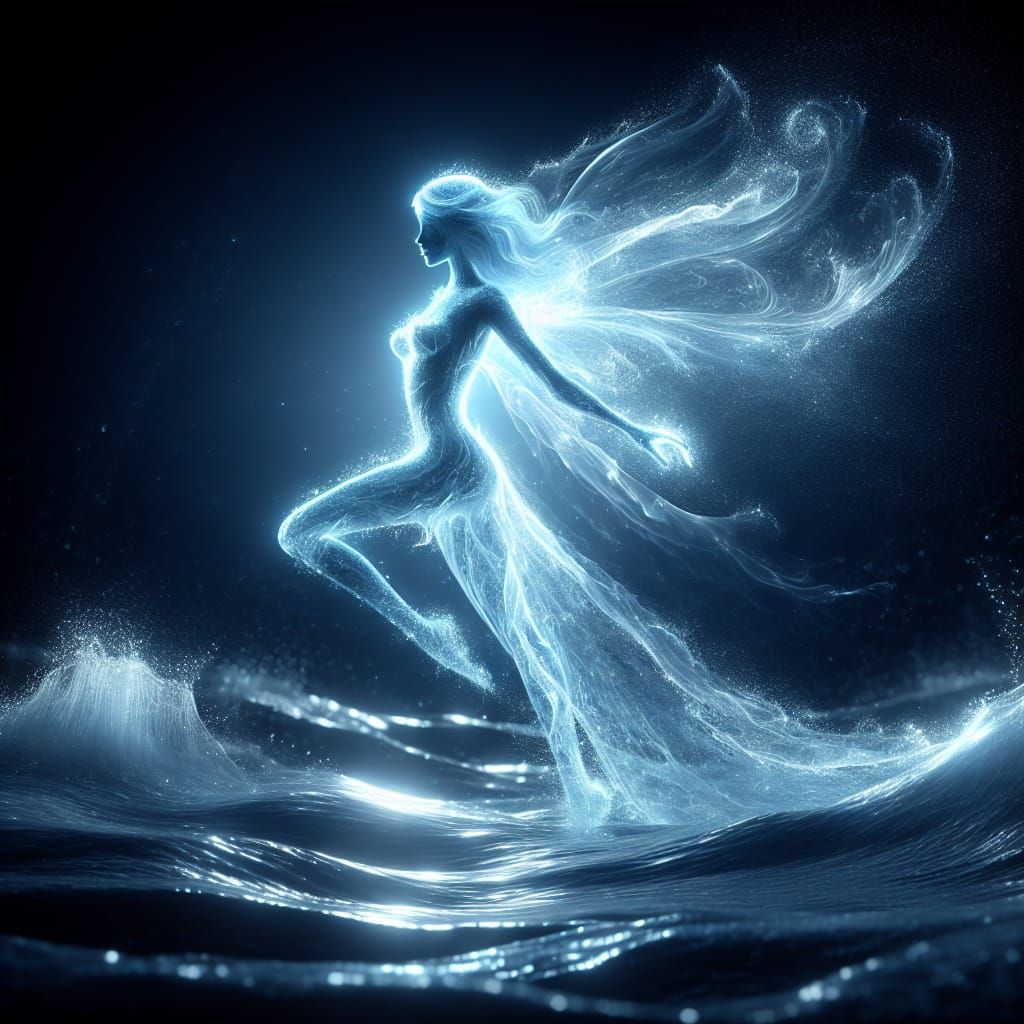 Majestic Water Fairy Glowing with Radiant Light