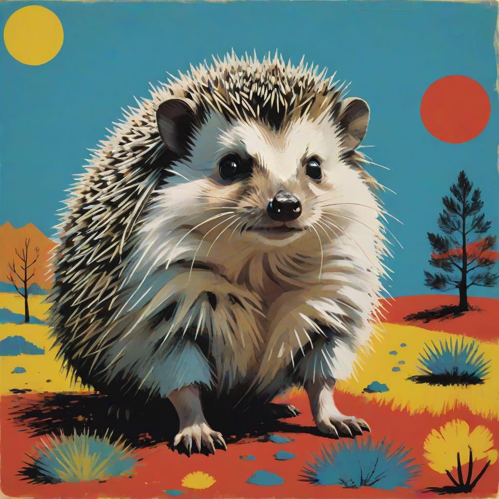 Hedgehog Imagines Being a Cat in Rublev Warhol Style
