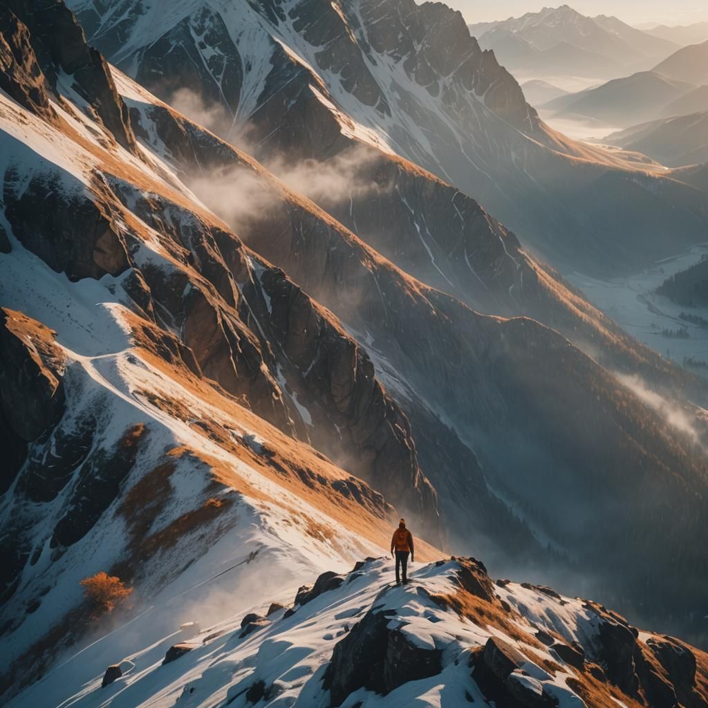 Majestic Mountain Peak in Golden Light