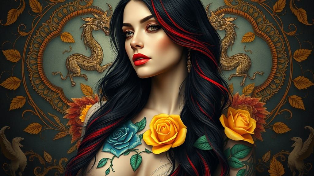 Surreal Portrait of a Woman in Dreamlike Harmony