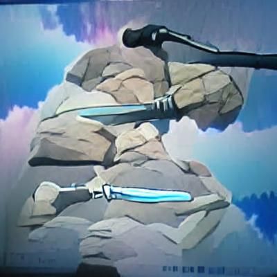 Anime Sword in Stone Fantasy Scene