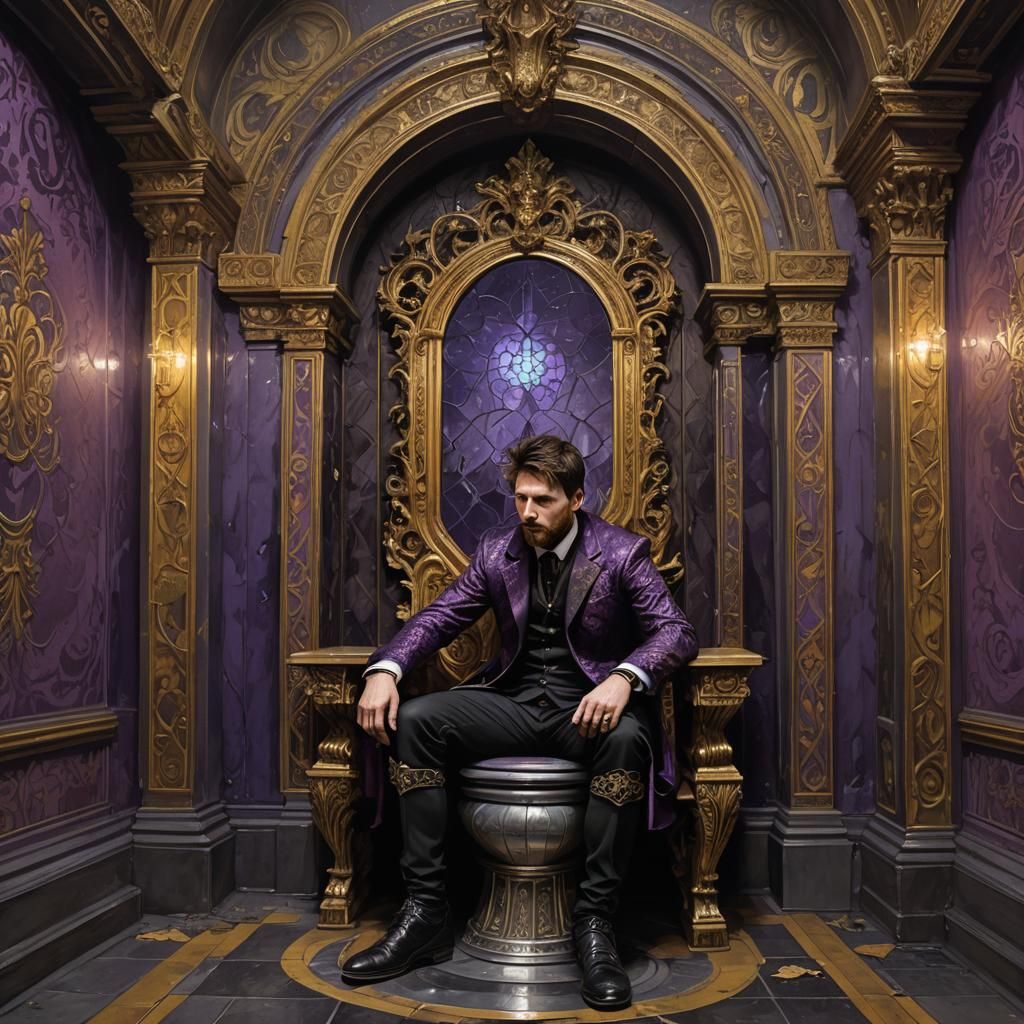 Messi on Gothic Throne: Dark Fantasy Art