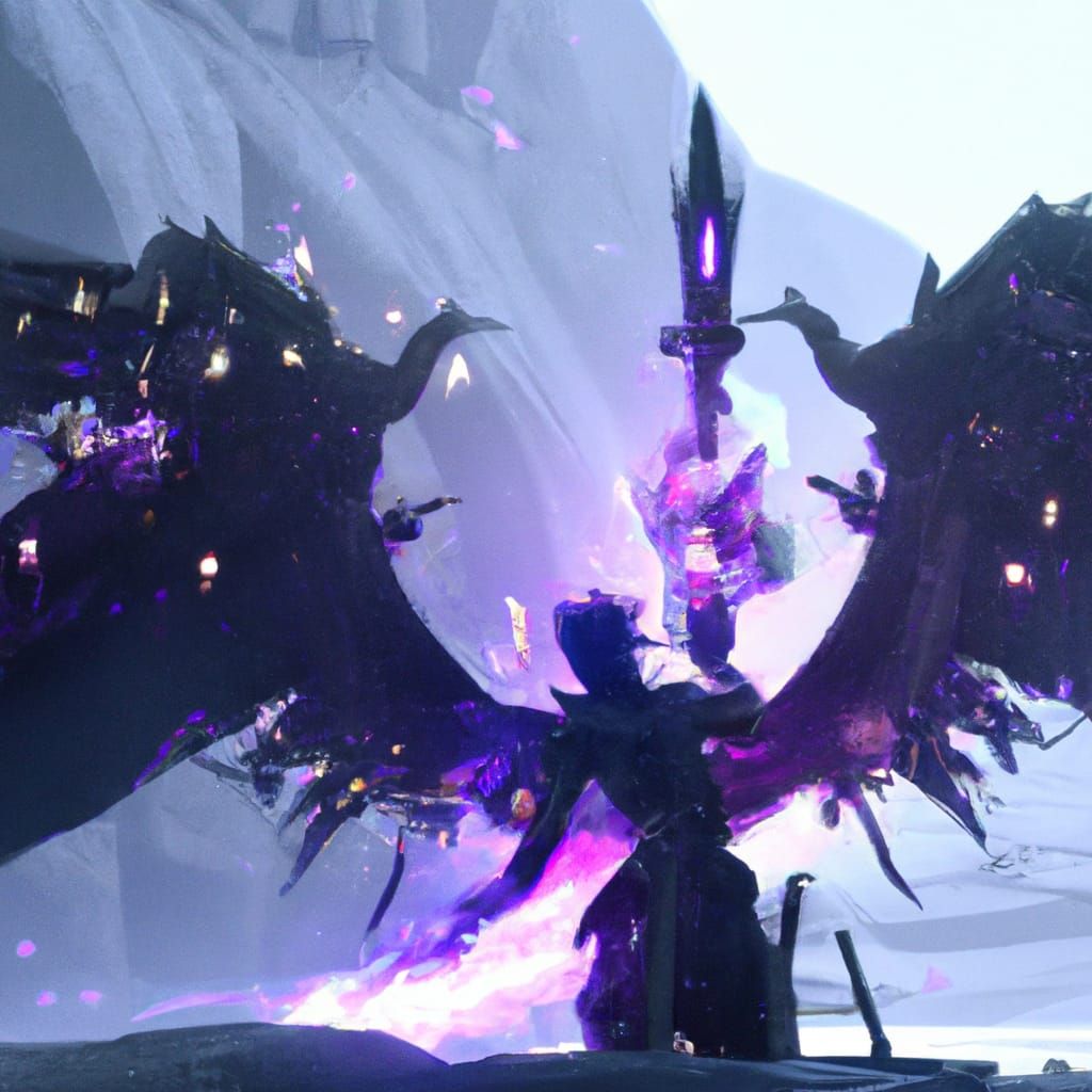 Monarch Necromancer on Dragon with Purple Aura